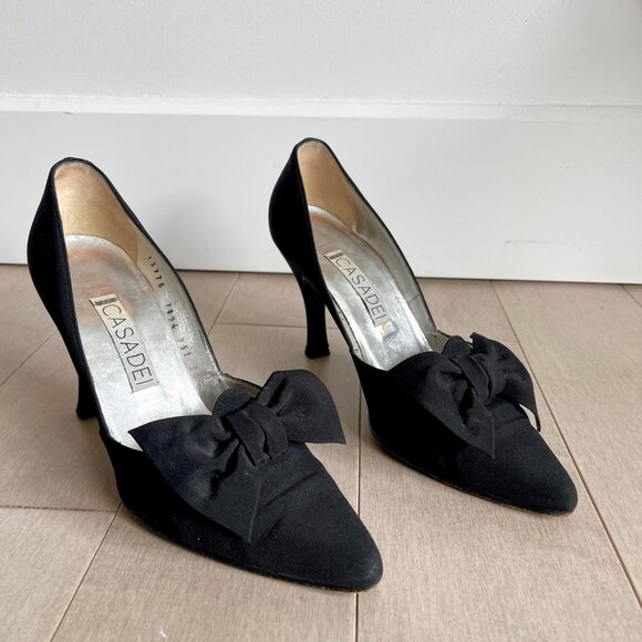 Casadei Black Bow Pointed Heels - Picture 6 of 7